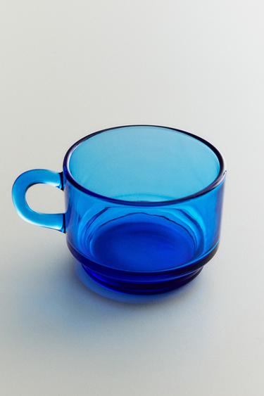 LARGE GLASS MUG - Blue by Zara
