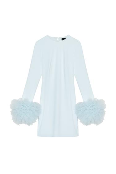SHORT TULLE CUFF VOLUME DRESS