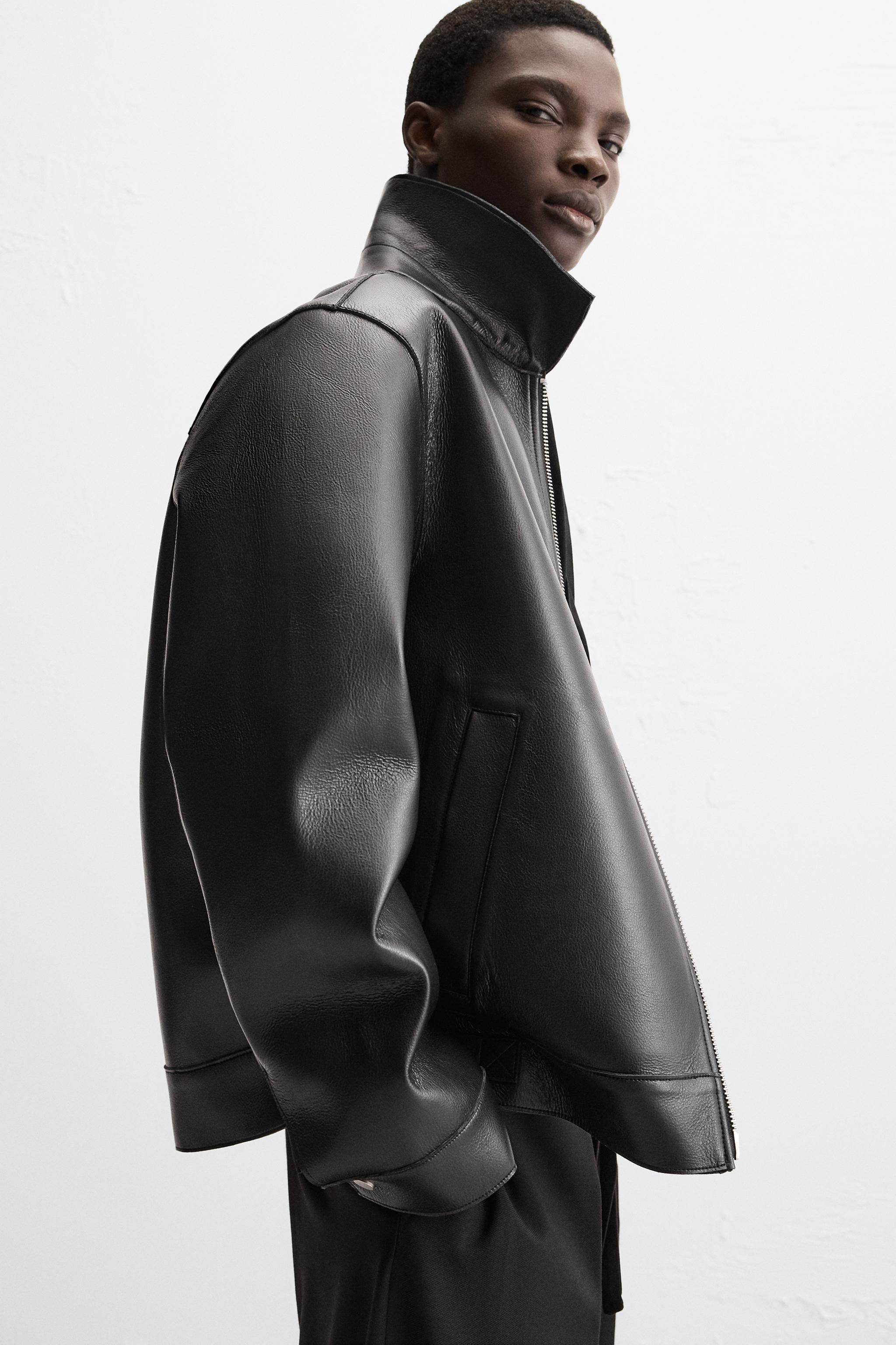 フェイクレザー ライダースジャケット - ブラック | ZARA Japan