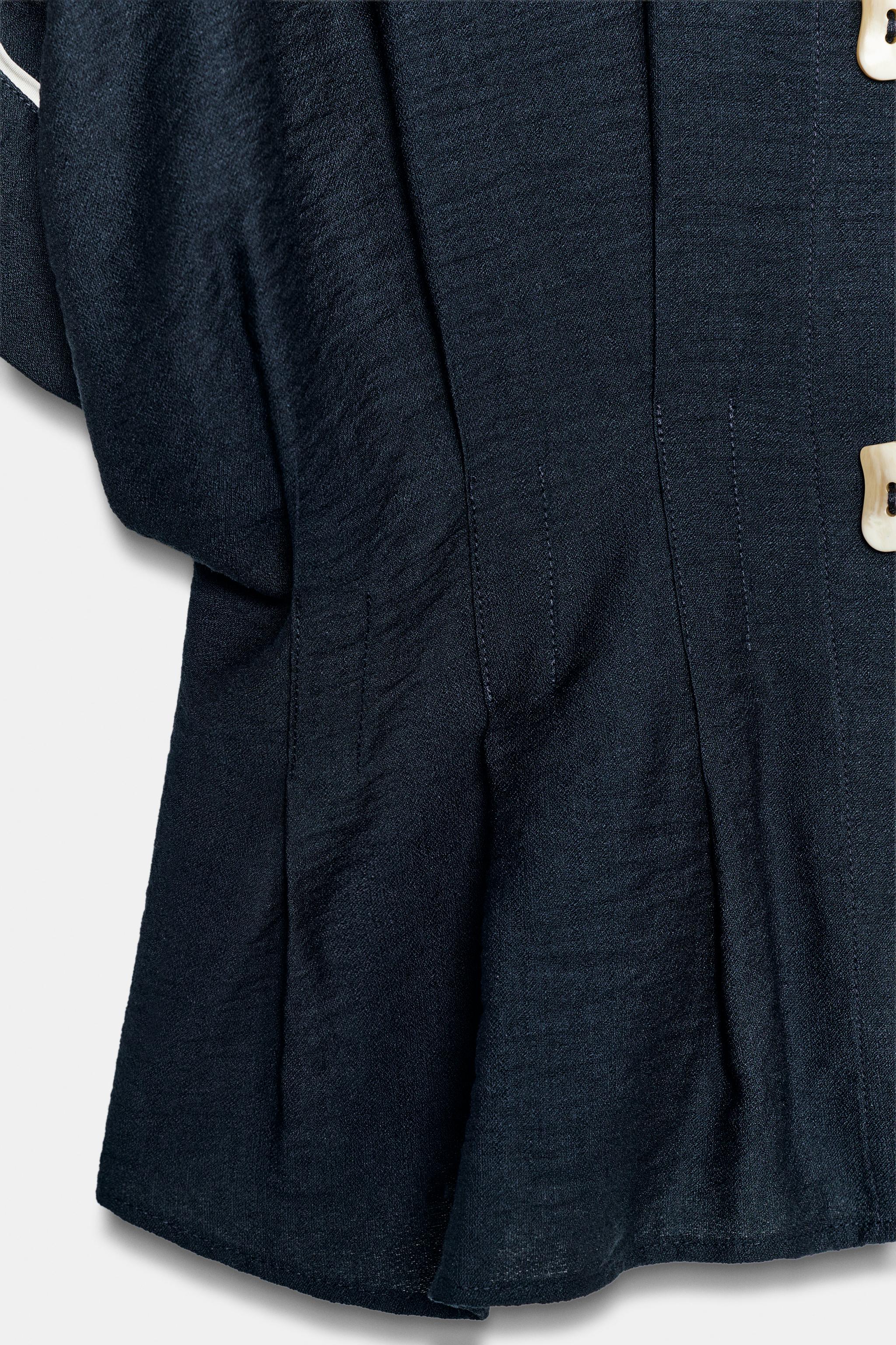 Женские рубашки Zara CONTRAST TRIM PLEATED SHIRT — фото 6