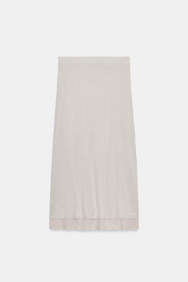 CREASED KNIT MIDI SKIRT - Sand / Marl by Zara - Image 3