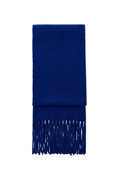FRINGED KNIT WOOL SCARF - Bluish by Zara