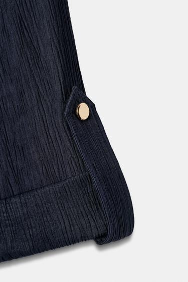 CHEMISE SAFARI EFFET FROISSÉ CEINTURE - Bleu marine de Zara - Image 8