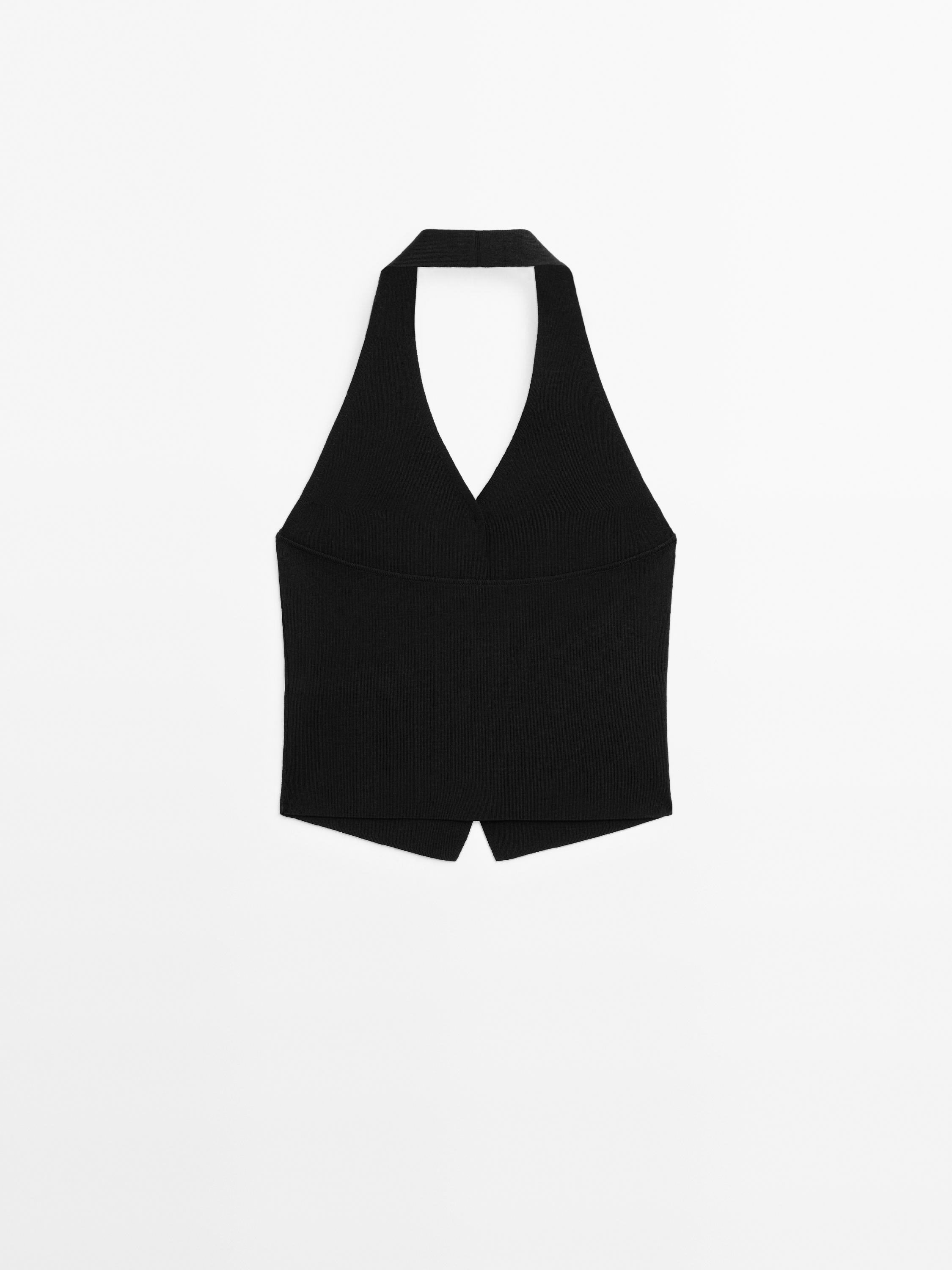 Knit halter neck waistcoat