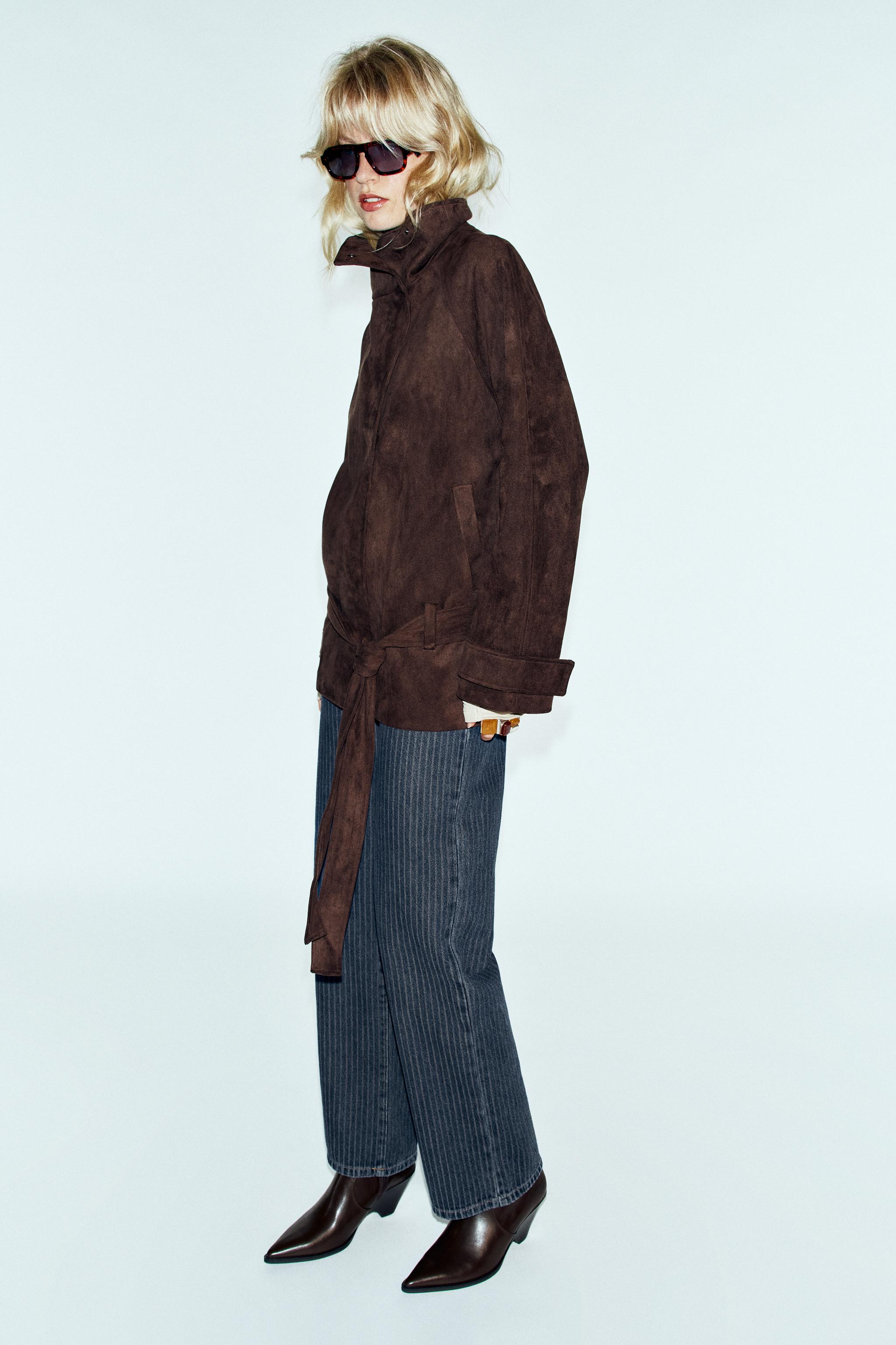 BELTED SUEDE EFFECT JACKET