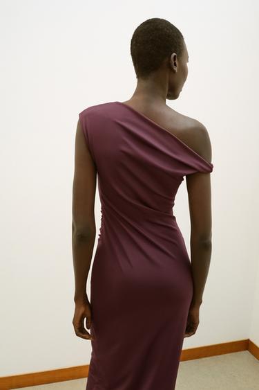 ROBE MI-LONGUE ASYMÉTRIQUE - Bordeaux de Zara - Image 3