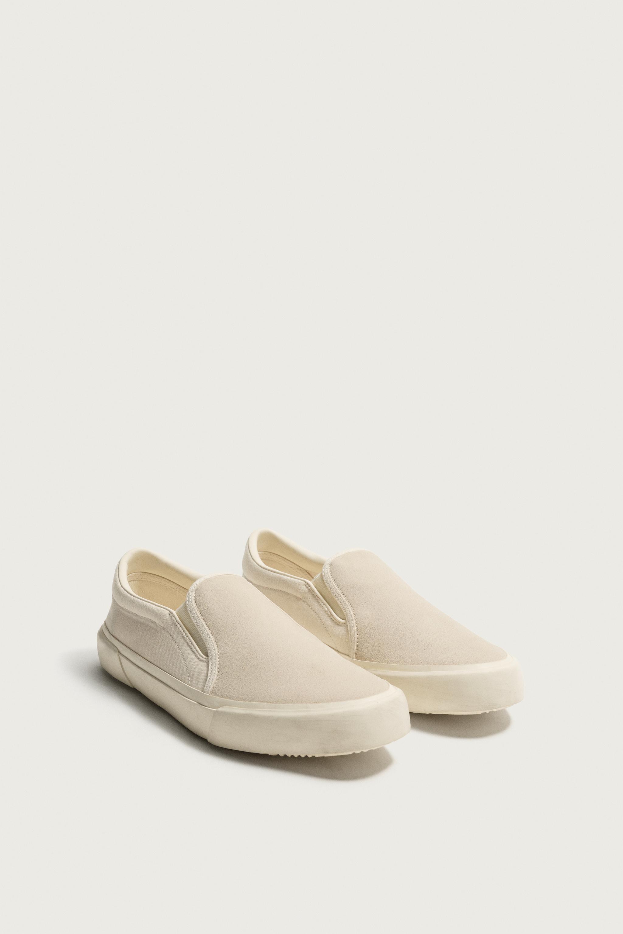 LEATHER MIXED MATERIAL SNEAKERS — White