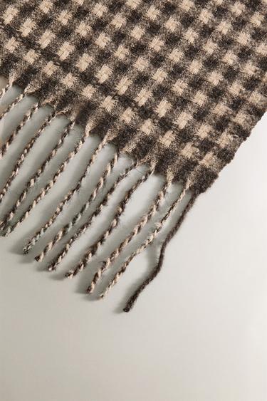 CHECK THROW WITH FRINGING - Dark grey by Zara - Image 2