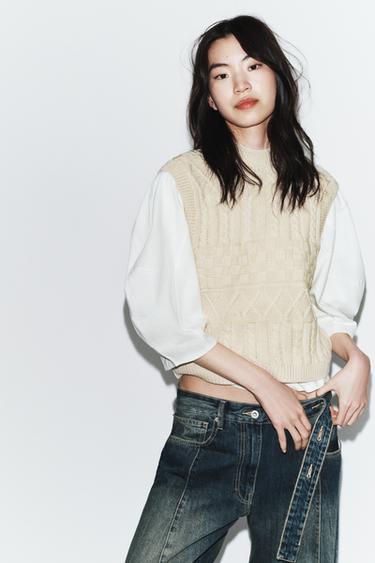 TRIČKO S VESTOU - Přírodní od Zara