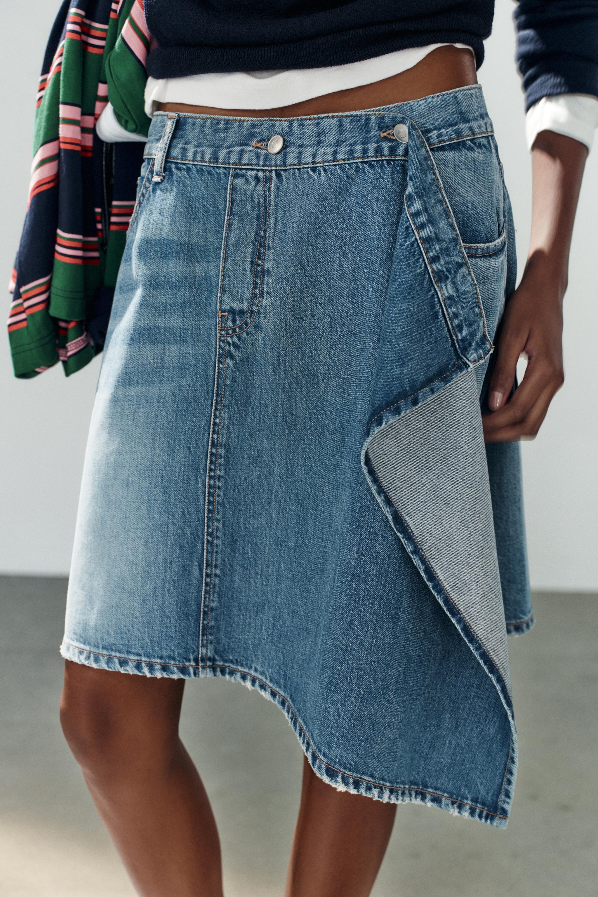 TRF ASYMMETRIC DENIM SKIRT