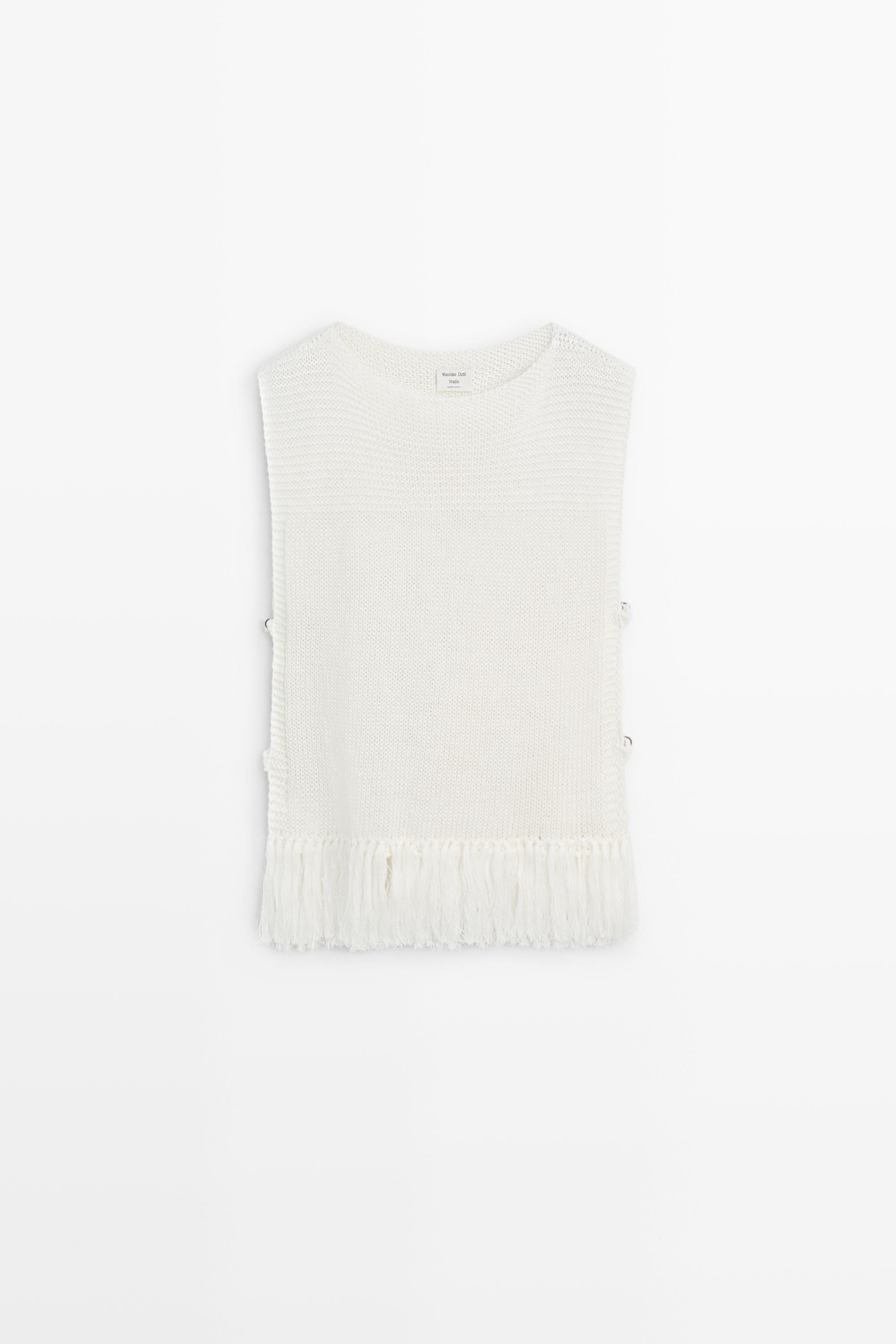 Fringe detail knit top - STUDIO