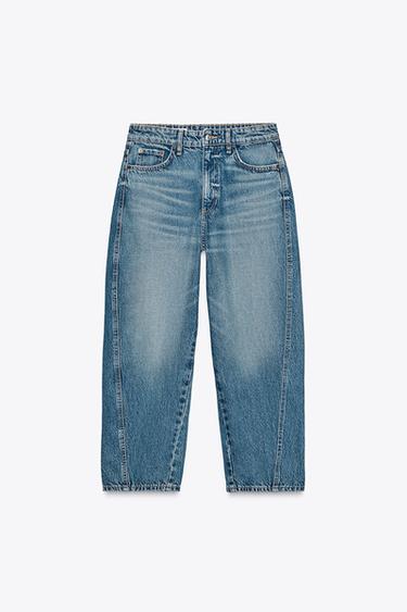 HIGH-WAISTED CROPPED TRF JEANS - Blue by Zara