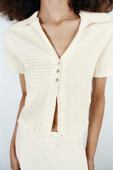 TOP CROP TEXTURA - Crudo de Zara