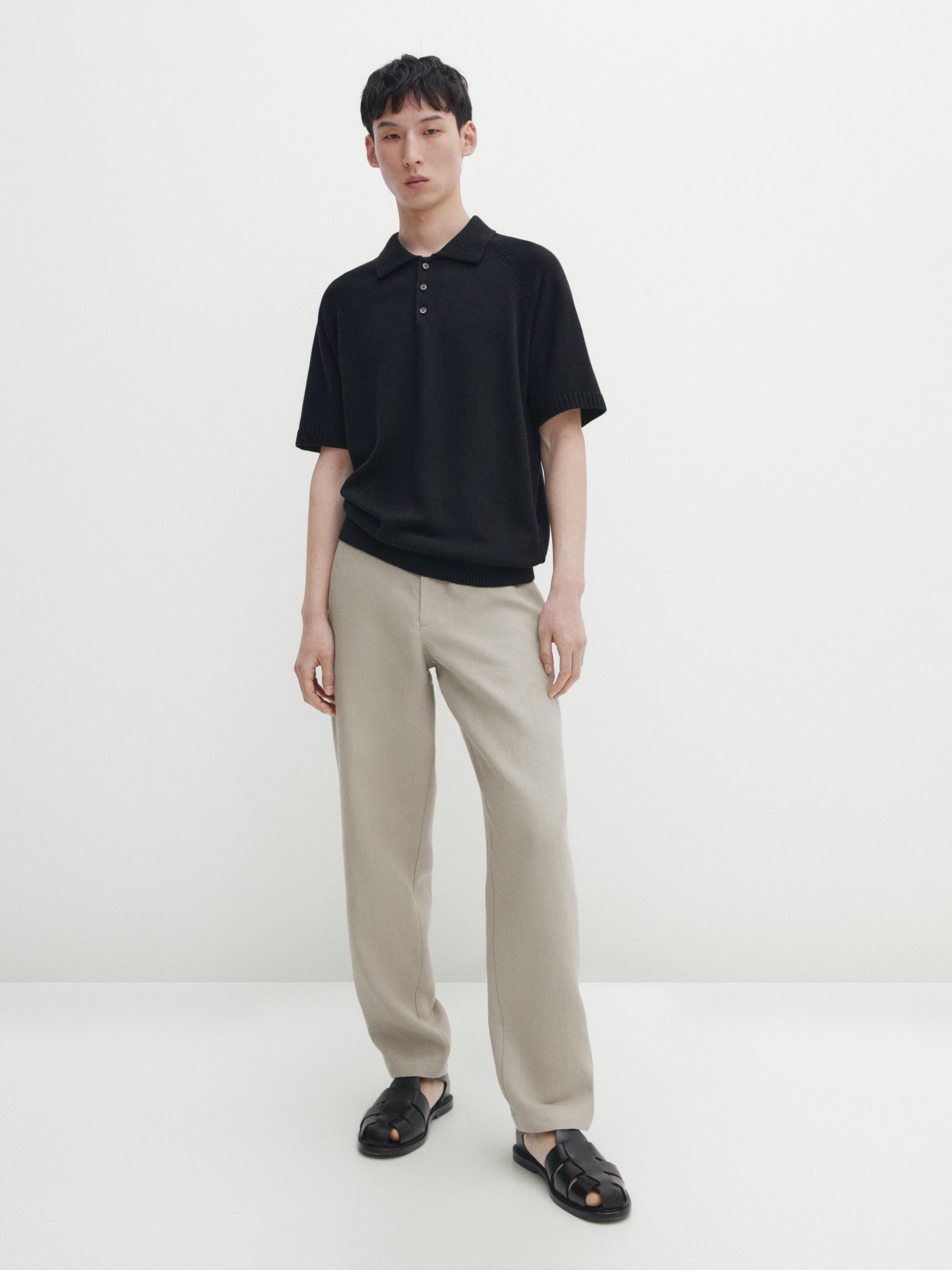 Short sleeve knit polo shirt