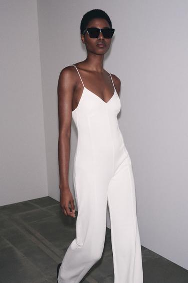 INTERLOCK WIDE-LEG JUMPSUIT - White by Zara - Image 1