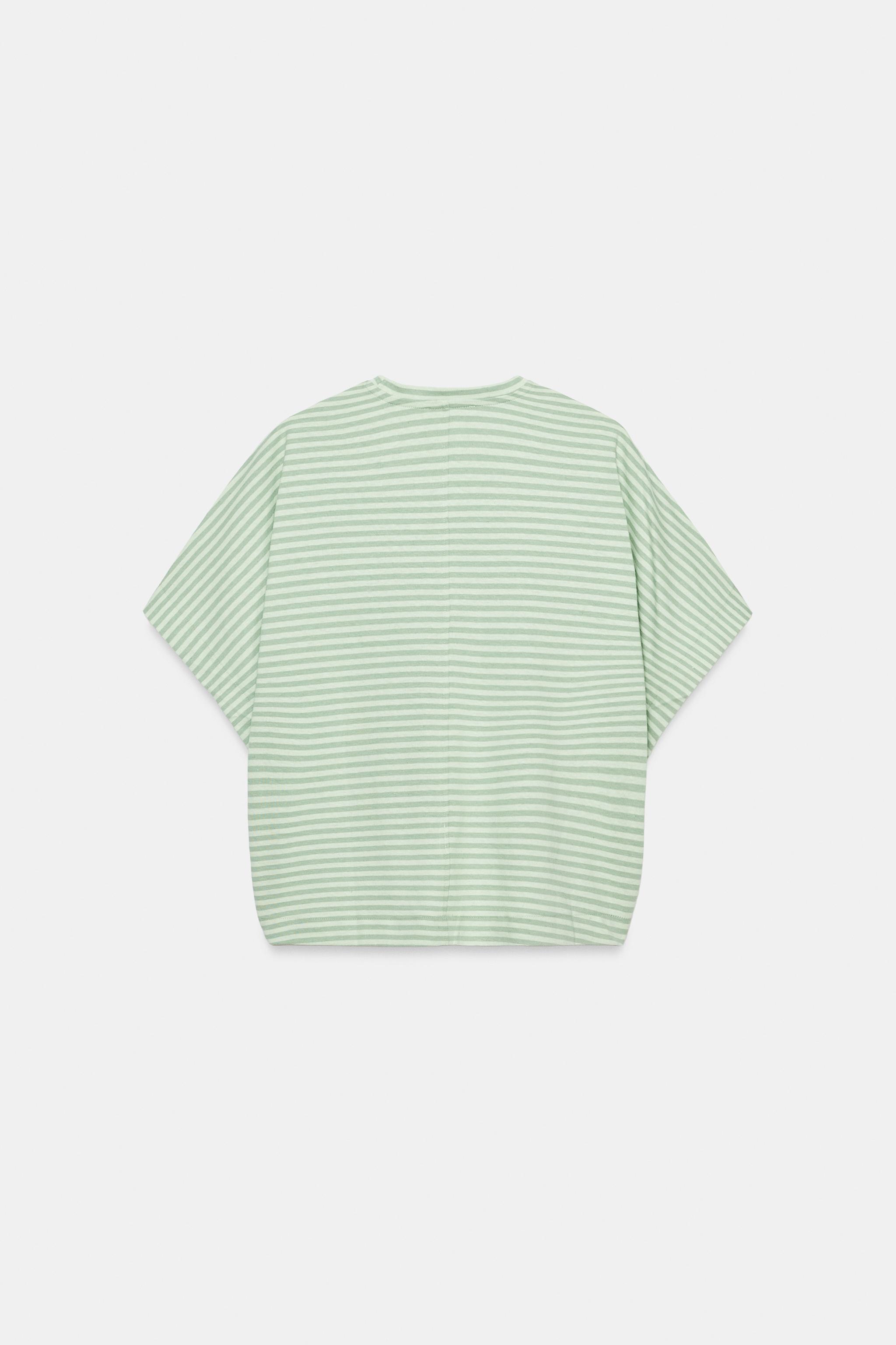 Zara ÇİZGİLİ OVERSIZE T-SHIRT görsel 5