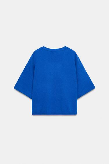 PULL 100 % LAINE MANCHES LARGES - Bleu roi de Zara - Image 5