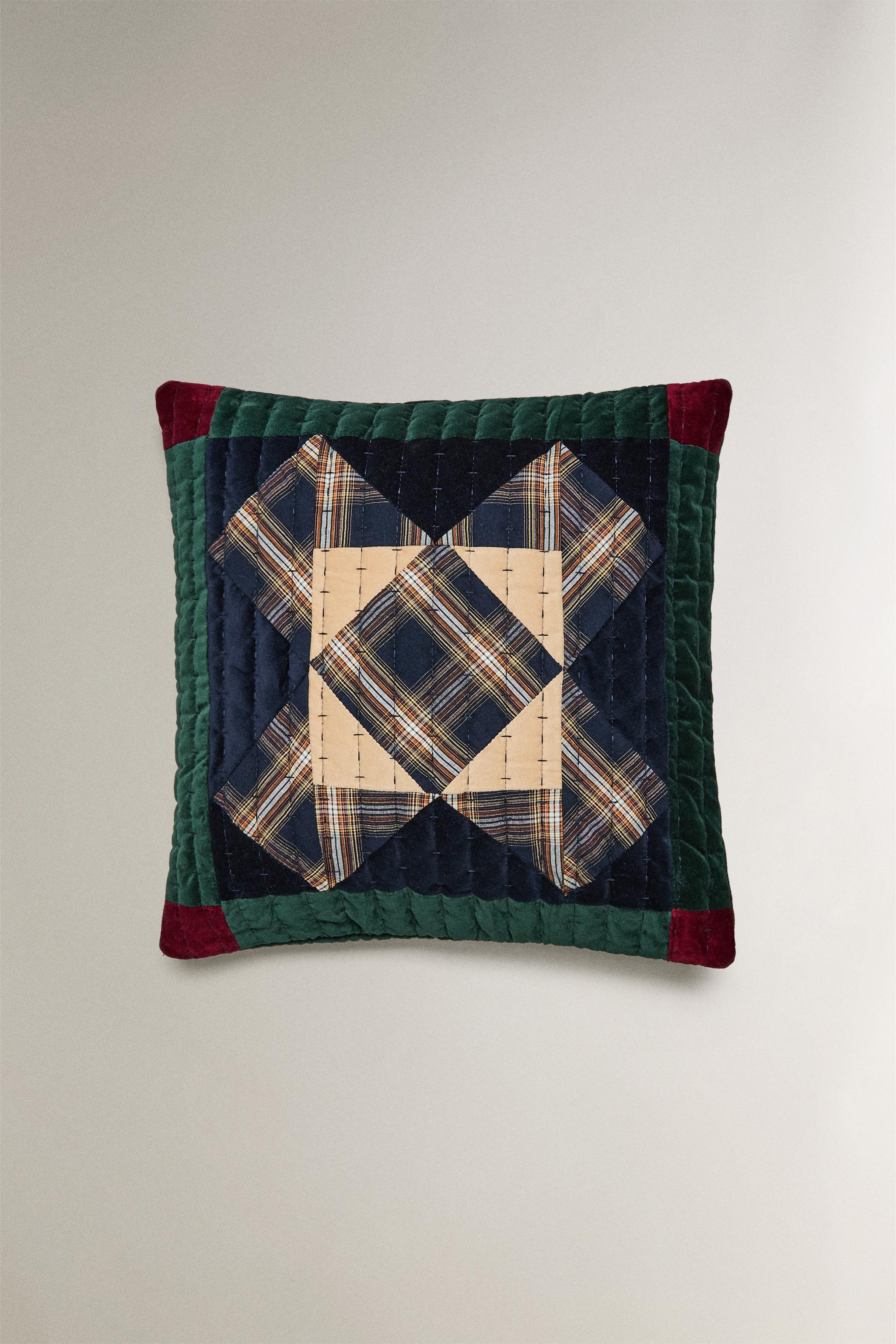 PATCHWORK CROSS THROW PILLOW COVER