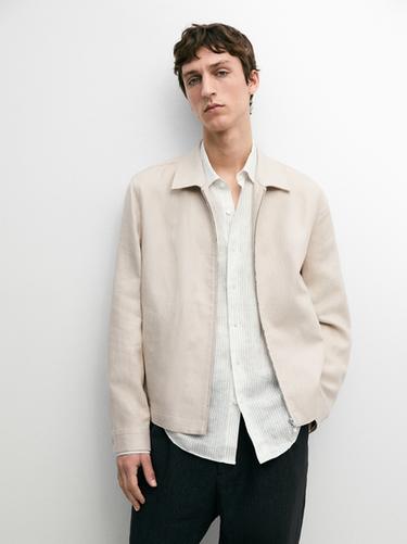 Zara 100% linen total look bomber jacket - Beige