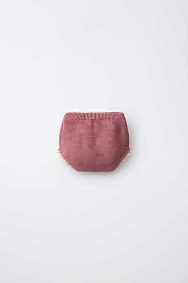 CONTRAST LACE KNIT BRIEFS — Pink 2