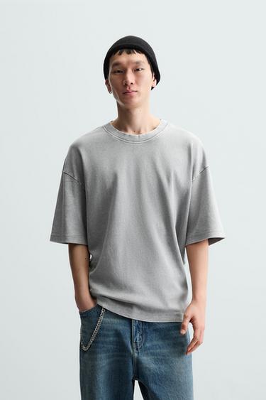 CAMISETA RELAXED FIT LAVADA - Grisáceo de Zara