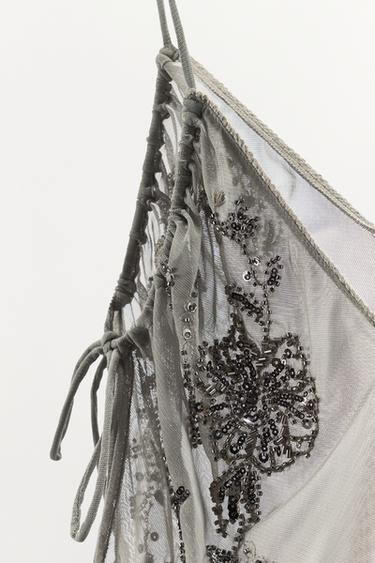 EMBROIDERED SEQUIN TOP - Light grey by Zara - Image 9
