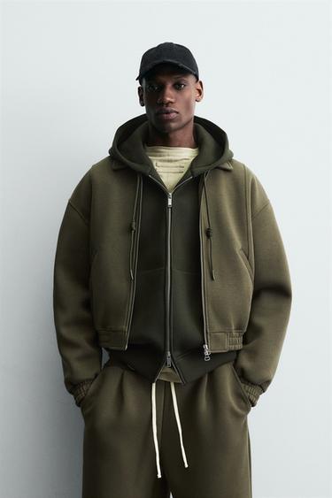 NEOPRENE-EFFECT BOXY FIT JACKET - Olive green by Zara