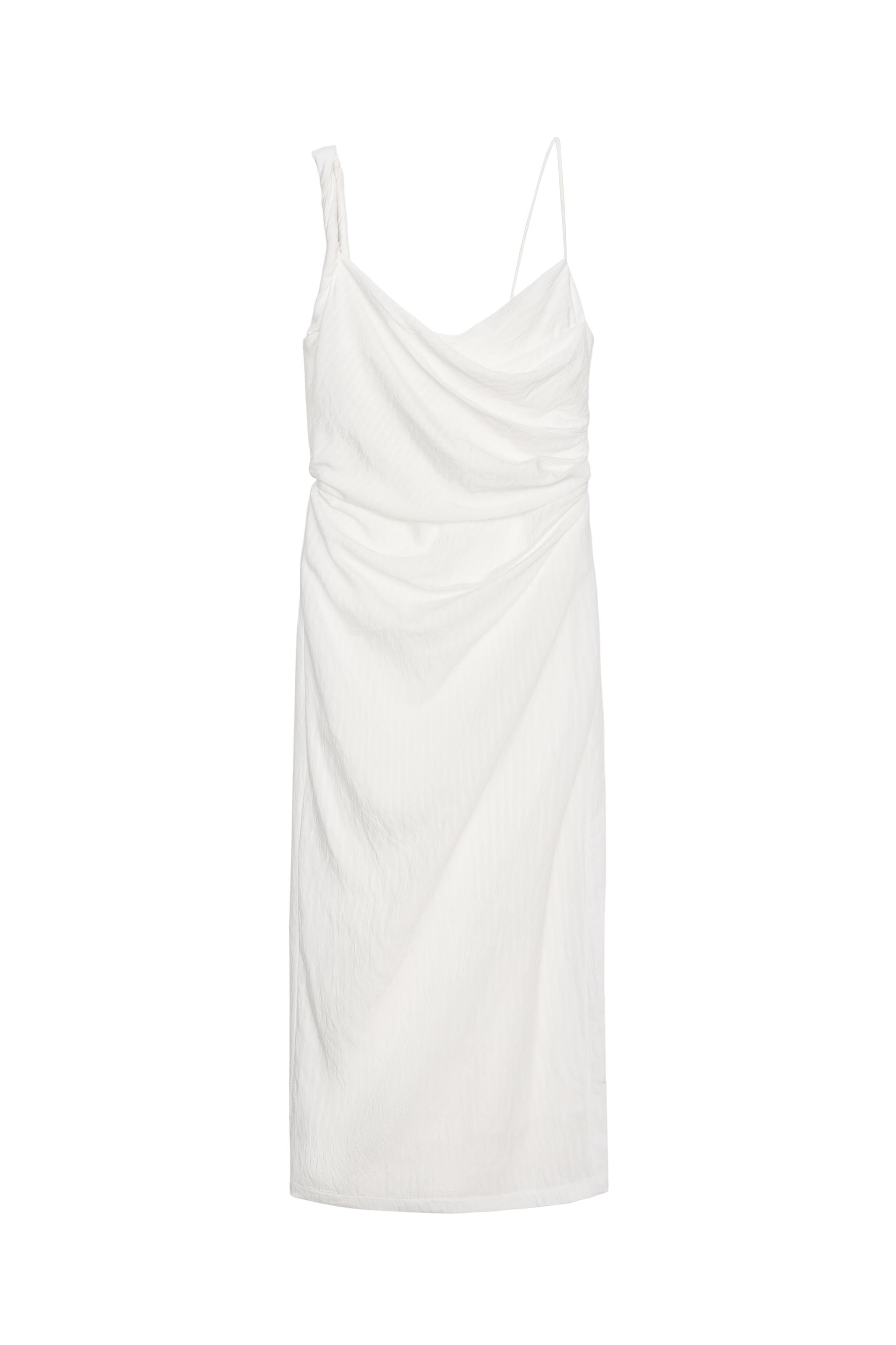 zara draped midi dress white ZARA WOMAN ZR COLLECTION DRAPPED MIDI DRESS ICE SIZE XL 9479/256