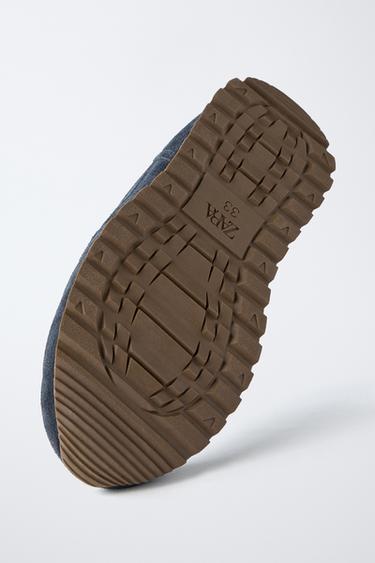 LEATHER TRAINERS - Navy Blue by Zara