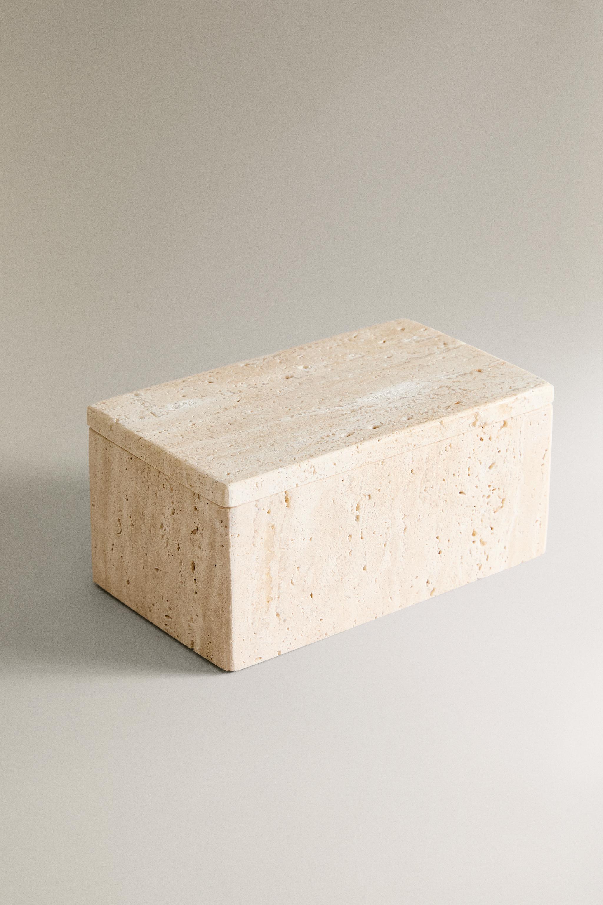 LARGE MARBLE BATHROOM ORGANIZER BOX — Beige