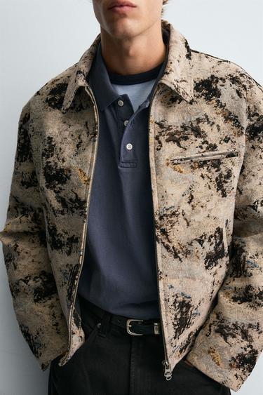 TEXTURED JACQUARD JACKET - Brown / Ecru by Zara - Image 4