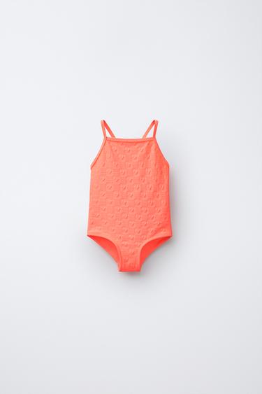 Zara 2-6 YEARS/ HEARTS SWIMSUIT - Neon orange - Image 0