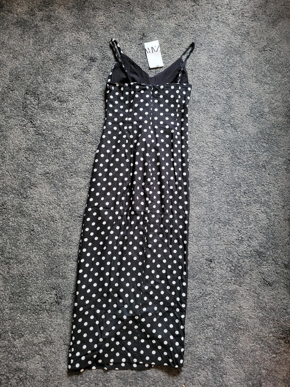 LINEN BLEND POLKA DOT DRESS - Image 3