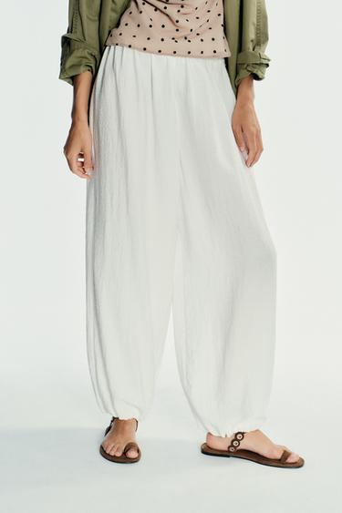 FLOWING BALLOON TROUSERS - Oyster-white by Zara - Image 1