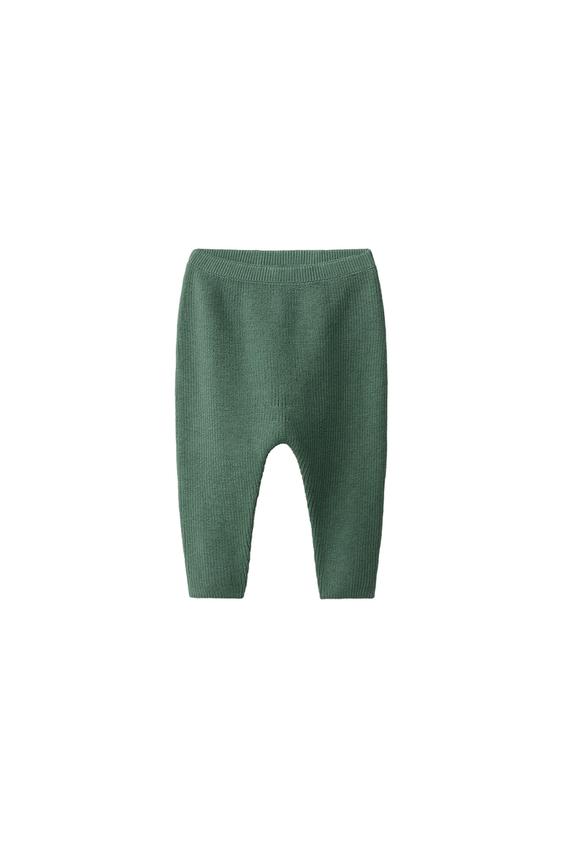 Zara PEARL KNIT JOGGERS - Green - Image 0