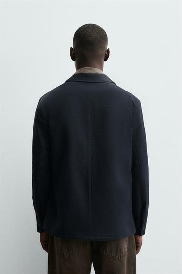 TEXTURED REGULAR FIT OVERSHIRT - Navy blue by Zara - Image 2