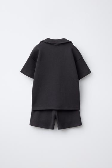 ENSEMBLE JOGGING POLO ET BERMUDA WAFFLE - Bleu de Zara - Image 1