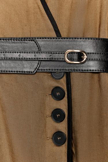 LINEN BLEND MIDI DRESS WITH BELT - Toffee by Zara - Image 10