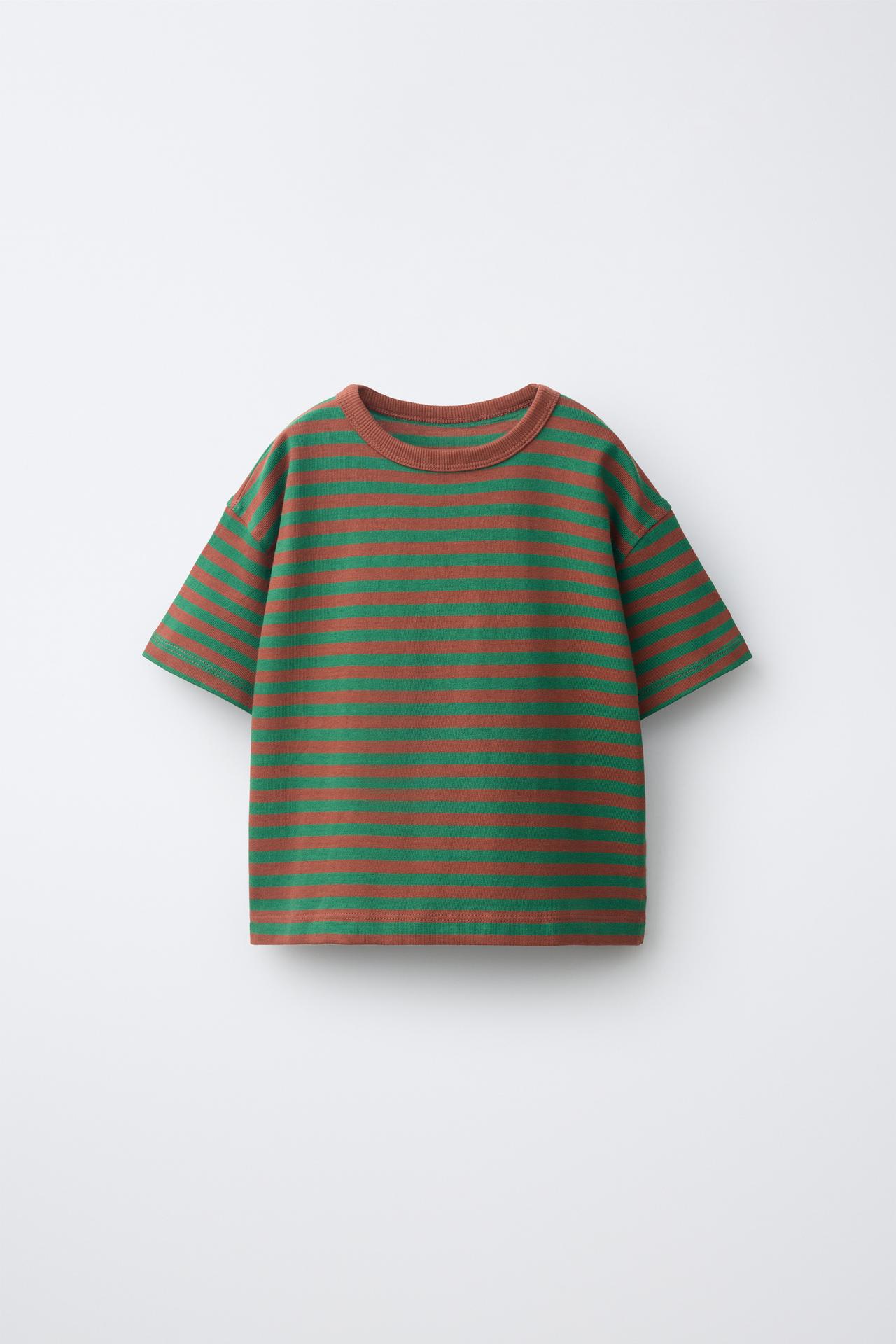 HEAVYWEIGHT STRIPED T-SHIRT — orange-green