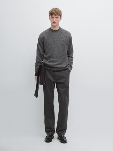 Pantalon tapered fit émerisé - Gris de Zara