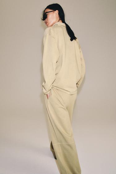Zara COTTON BALLOON TROUSERS - taupe brown