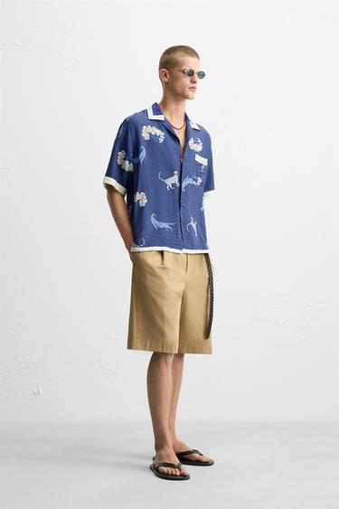 CHEMISE À IMPRIMÉ ANIMAUX - Bleu / Blanc de Zara - Image 3