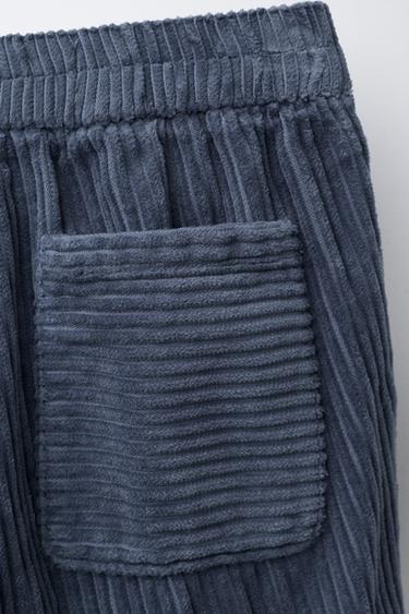 PANTALON BALLON EN VELOURS CÔTELÉ ÉPAIS - Bleu de Zara - Image 3