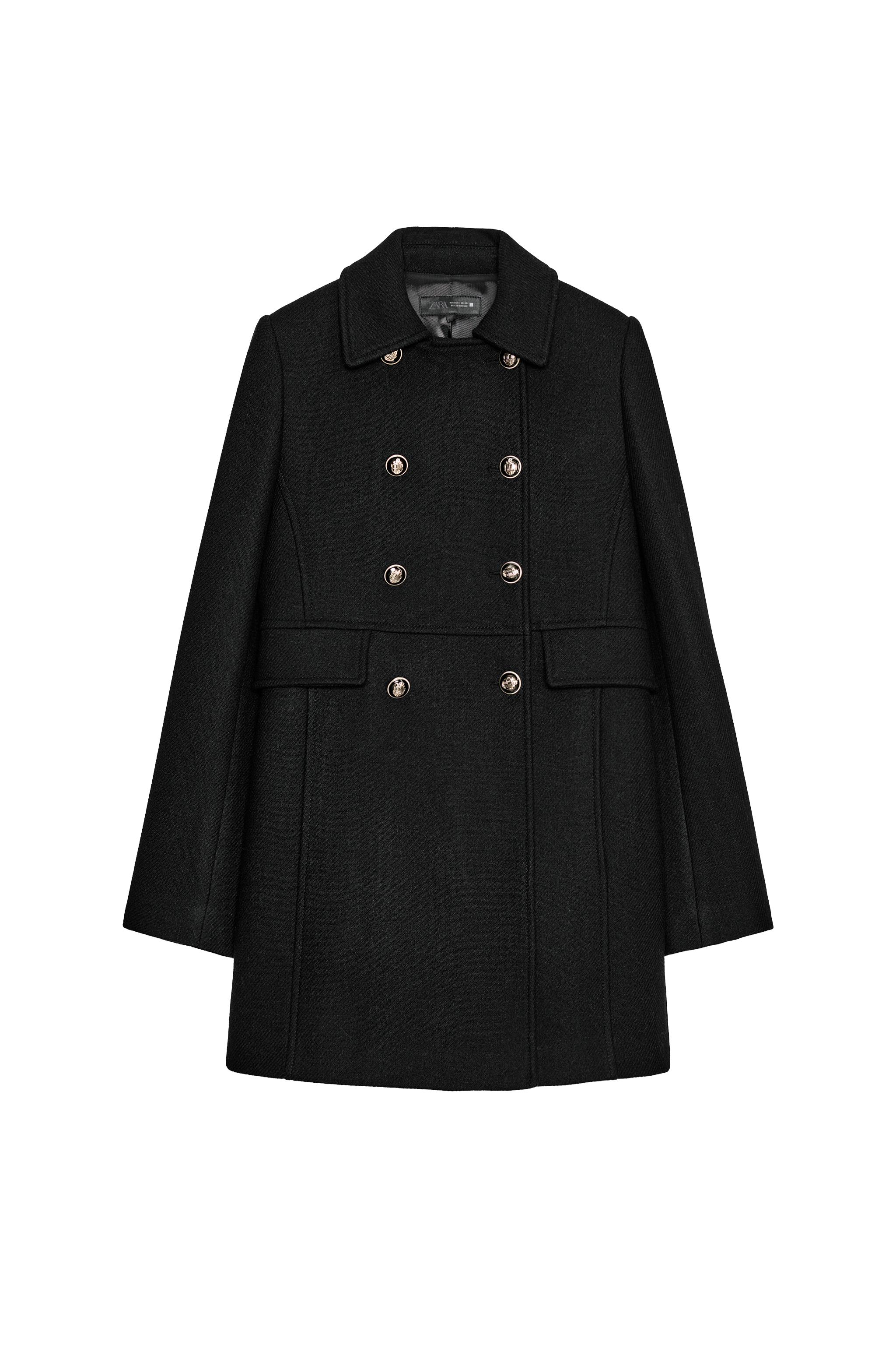 今季！ウール ハイネック ロングコート ブラック ザラ ZARA S ☆ドイツ