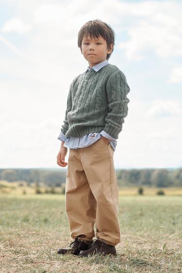 STRICKPULLOVER MIT ZOPFMUSTER AUS 100 % WOLLE – LIMITED EDITION - Grün von Zara - Bild 0