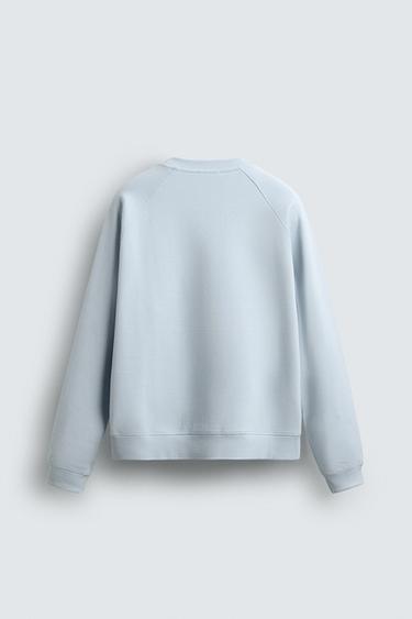 WASHED PIQUÉ TEXTURED SWEATSHIRT - Sky blue by Zara - Image 7