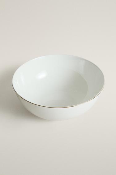 PORCELAIN SALAD BOWL WITH GOLD RIM — Gold 2