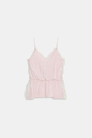 LACE-TRIMMED CAMISOLE TOP - Pink by Zara - Image 6