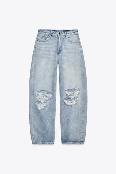 JEANS ZW COLLECTION BARREL TIRO ALTO - Azul lavado de Zara - Imagen 0