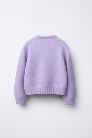 PULL EN MAILLE FLEURS TULLE - Lilas de Zara - Image 1